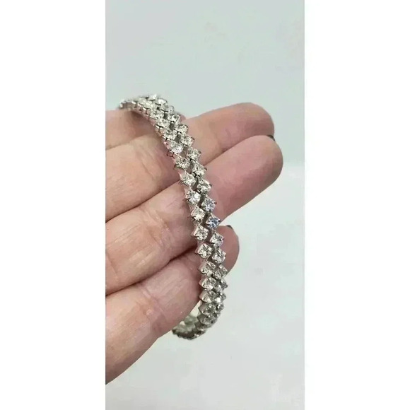 Giant hoop earrings rhinestone prong set vintage pierced massive size - Picture 6 of 6